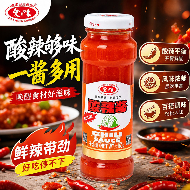 爱之味酸辣酱160g清爽果酸辣椒酱水煮菜白灼虾炸鸡烧烤百搭蘸酱汁图片