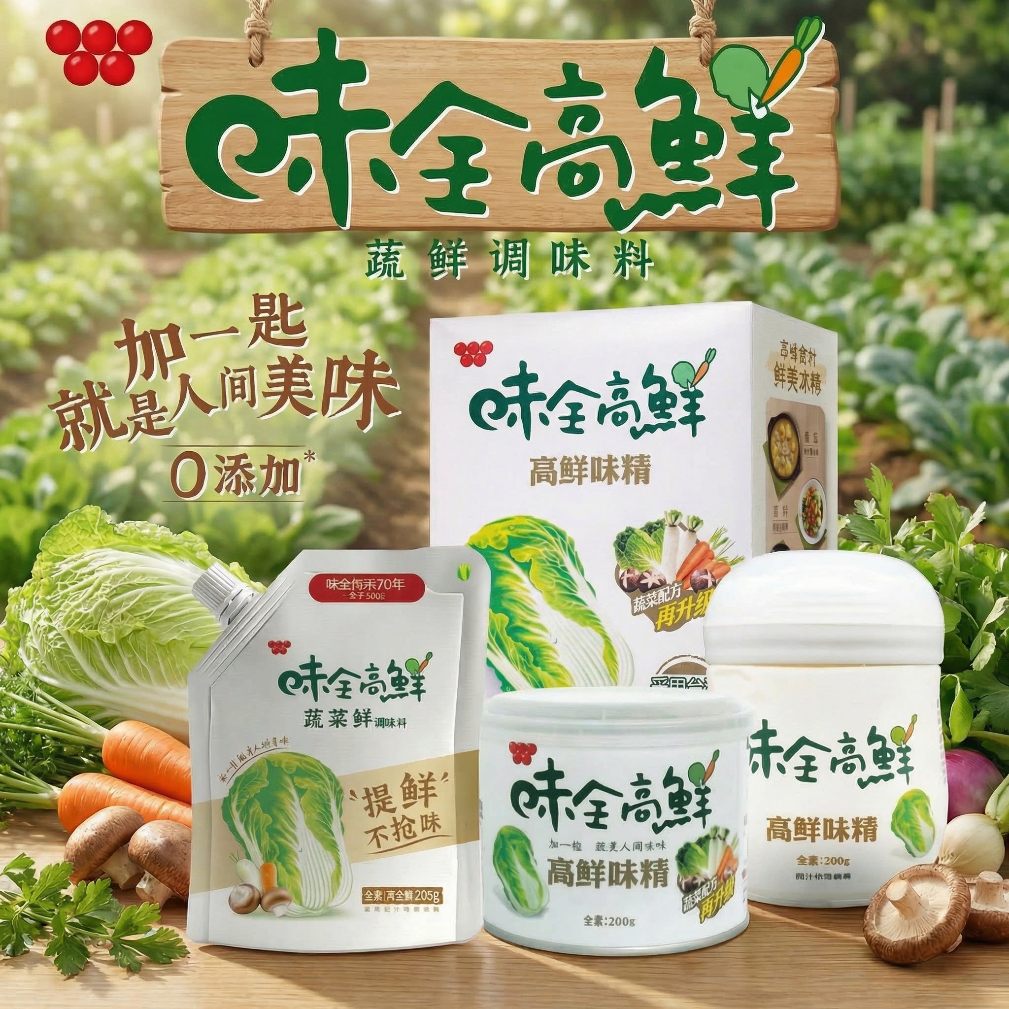 正宗台湾味全高鲜味精原装进口蔬菜纯素特鲜调料家用炒菜鸡精500g