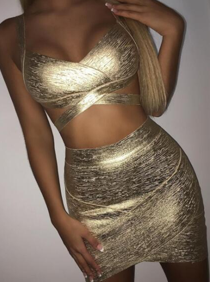 背心性感绷带短裙生日酒会礼服