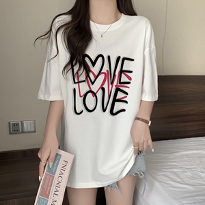 T0292-P25 100%棉精梳纯棉 印花夏装短袖T恤女宽松韩版图片