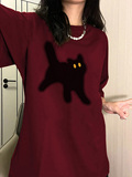 T03981-P25高质量纯棉可爱猫咪印花短袖t恤情侣款宽松到5XL，女装T恤，星座617A-2