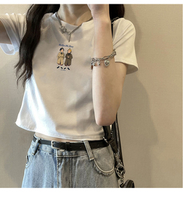 T002-P35  S-XL码短款修身短袖T恤女夏装上衣图片