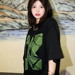 T0159-P25 100%纯棉短袖T恤宽松百搭美式潮牌男女同款休闲上衣图片