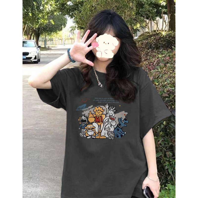 T0193-P25抖音落肩宽松版型纯棉短袖T恤印花款,女装T恤,星座617A-2