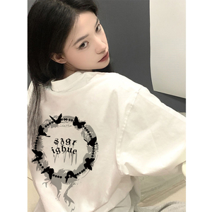 T0190-P25 2025春夏抖音落肩宽松版型 纯棉 短袖T恤印花款图片