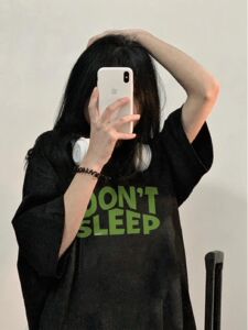 T0261-P25 小众字母设计潮 印花短袖t恤宽松韩版大码男女同款上衣图片