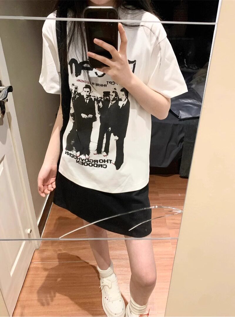 T0208-P25 高质量纯棉精梳紧密手感好 高品质前印花短袖t恤女图片