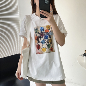 T0111-P25 精梳纯棉 卡通印花T S-XXXL夏装短袖T恤女图片