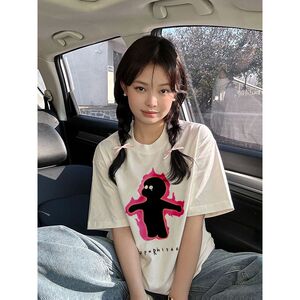 T0145-P25 纯棉印花宽松夏季男女装短袖T  纯色T恤潮图片