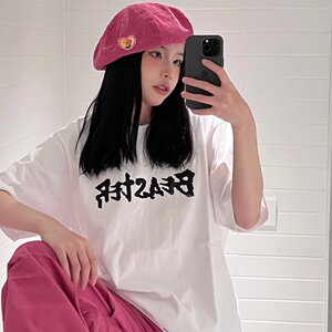 T0928-P25 2025夏天精梳紧密高级感宽松字母印花短袖T恤图片