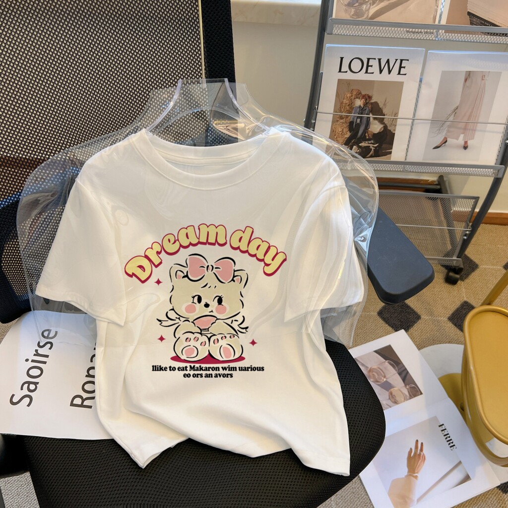 T0027-P35  短袖T恤女修身 短款纯棉印花 辣妹穿搭图片