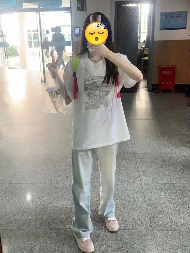 T0171-P25简约线条设计纯棉前印花短袖t恤男女款宽松版,女装T恤,星座617A-2