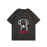 T067-P25抖音春夏新款纯棉短袖T恤女简约简笔画狗狗印花T，女装T恤，星座617A-2