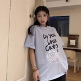 T0922-P25慵懒风卡通猫咪印花短袖T恤，女装T恤，星座617A-2