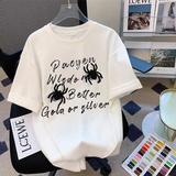 T039-P252024美式复古小众纯棉设计短袖t恤男女款宽松上衣，女装T恤，星座617A-2