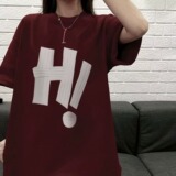 T01661-P25宽松百搭美式潮牌纯棉短袖T恤男女同款休闲上衣，女装T恤，星座617A-2