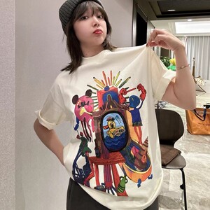 T0316-P302025新款趣味卡通印花设计夏装短袖T恤情侣款宽松百搭