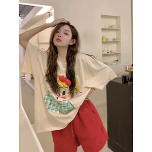 T0221-P25 夏装24新款 趣味卡通印花全棉短袖T图片