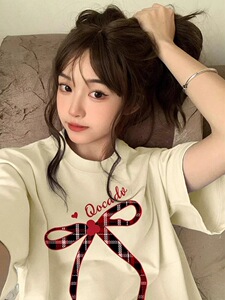 T0275-P25  可爱减龄纯棉印花T 春夏宽松正肩印花短袖T恤图片