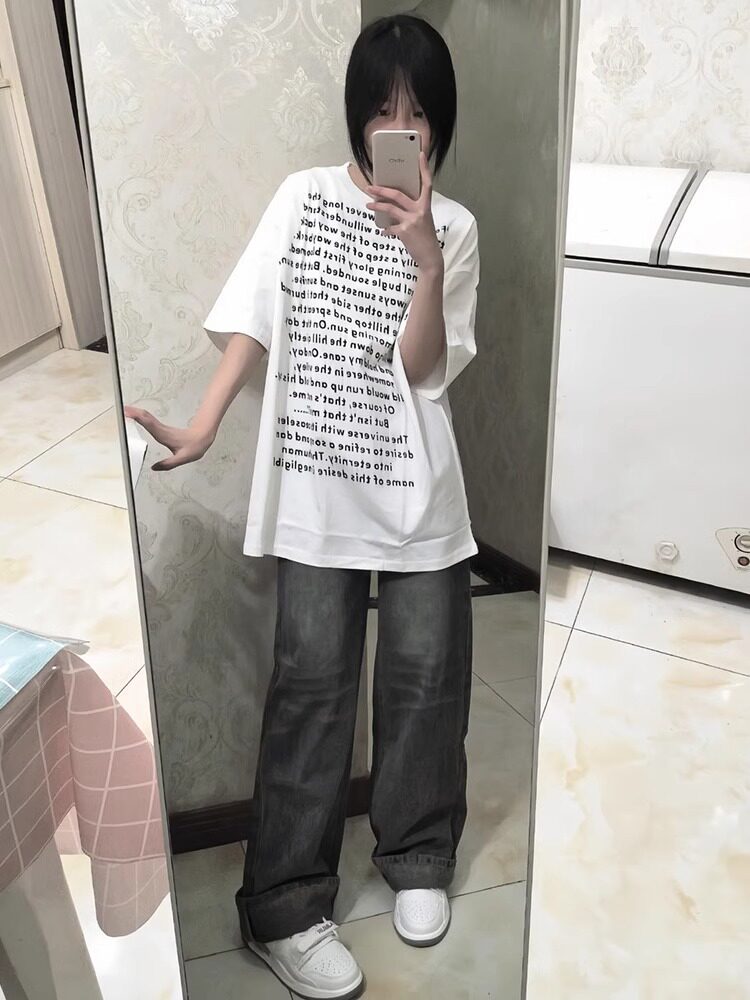 T0340-P302025春夏短袖直播品质高质量纯棉前印花t恤情侣宽松,女装T恤,星座617A-2