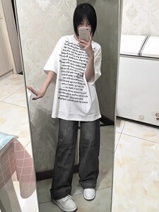 T0340-P30 2025春夏短袖直播品质高质量纯棉 前印花t恤情侣宽松图片