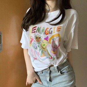 T0270-P25 短袖T恤宽松百搭美式涂鸦潮牌男女同款休闲上衣图片