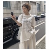 T0220-P25字母印花T恤女夏季2025新款港味设计感宽松短袖上…，女装T恤，星座617A-2