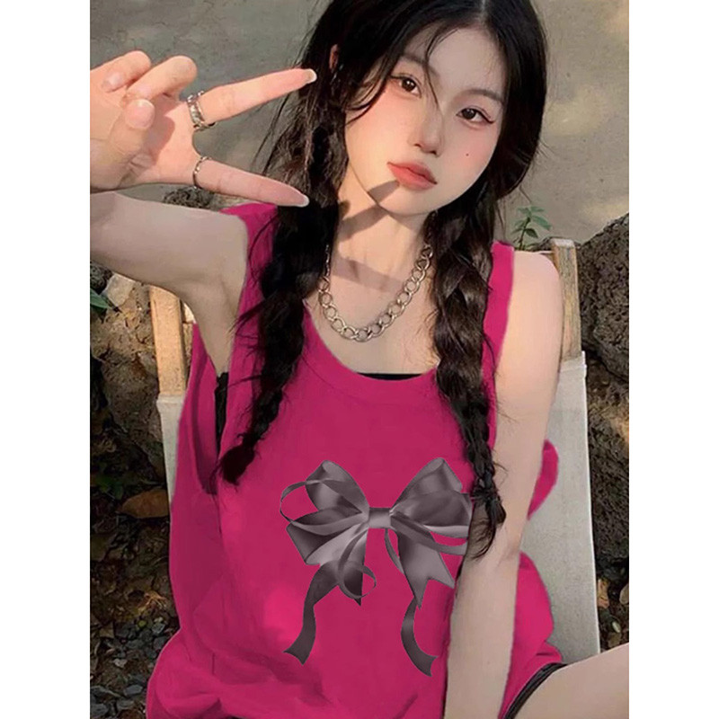TB0240-P25春夏季火龙果色超显白宽松纯棉印花无袖背心女,男装背心/马甲,星座617A-2
