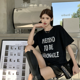 T041-P25黑色美式复古字母印花半袖短袖T恤早春宽松休闲打底上衣，女装T恤，星座617A-2