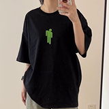 T0333-P25夏季简约款绿色小人印花短袖t恤情侣宽松小众上衣，女装T恤，星座617A-2