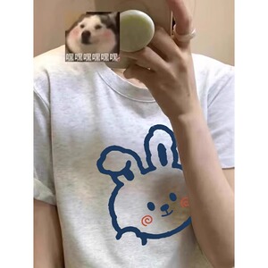 T053-P25  抖音纯棉印花T  春夏新款纯棉短袖T恤潮图片