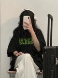T0261-P25小众字母设计潮印花短袖t恤宽松韩版大码男女同款上衣，女装T恤，星座617A-2