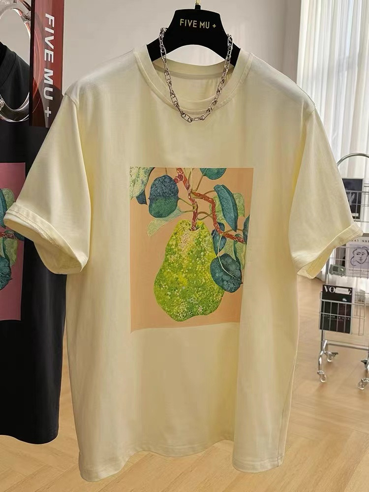 T0280-P25纯棉高级感印花短袖T恤女半袖打底衫洋气上衣ins潮,女装T恤,星座617A-2