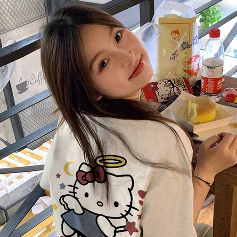 T0282-P25春夏新款纯棉短袖T恤潮可爱减龄Kitty猫趣味印花上衣,女装T恤,星座617A-2