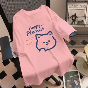 T0367-P30纯棉短袖t恤女宽松韩版ins潮2025春夏半袖上衣ins潮