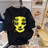 M357-P252025春夏新款美式复古人像印花精梳纯棉短袖T恤情侣宽松，女装T恤，星座617A-2