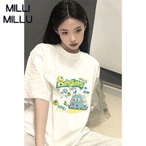 T0146-P25 纯色T恤 纯棉印花宽松夏季男女装短袖T图片