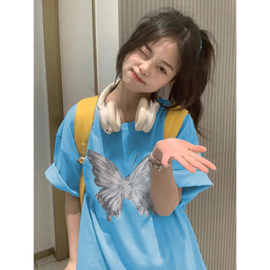 T0399-P30抖音2025春夏新款纯棉短袖T恤潮 男女同款宽松百搭图片