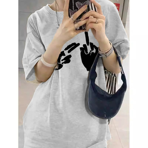 T085-P25 复古美式潮 纯棉印花短袖 男女款休闲宽松版图片