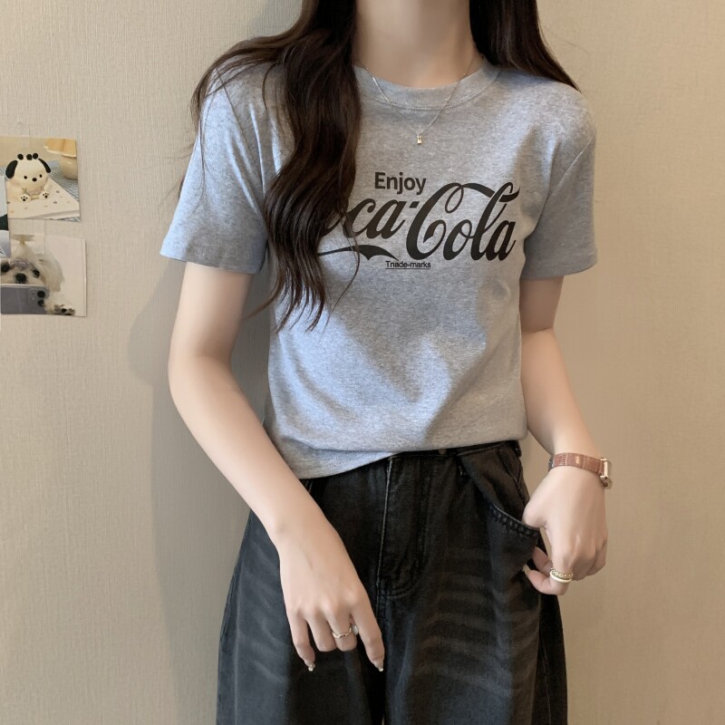 T0375-P25美式复古纯棉气质短袖T恤女修身,女装T恤,星座617A-2