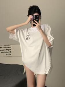 T0257-P25  简约手绘设计纯棉印花短袖t恤女宽松韩版图片