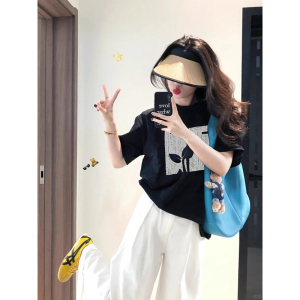 T0133-P25 春夏新款纯棉短袖T恤女 简约印花全棉T,女装T恤,星座617A-2