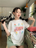 T0313-P25春日小花个性趣味印花纯棉T夏装短袖T恤女，女装T恤，星座617A-2