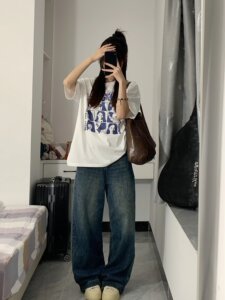 T0943-P25 大码女装加厚2025年新款宽松短袖t恤女上衣图片