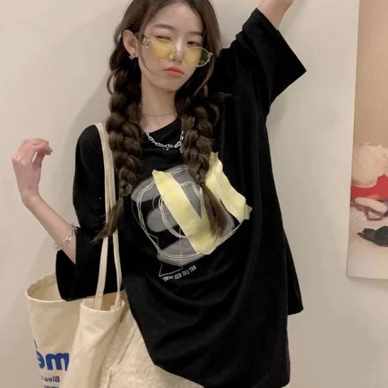 T0372-P30白色短袖t恤女夏季新款纯棉半袖体恤宽松设计感上衣,女装T恤,星座617A-2