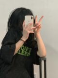 T0261-P25小众字母设计潮印花短袖t恤宽松韩版大码男女同款上衣，女装T恤，星座617A-2