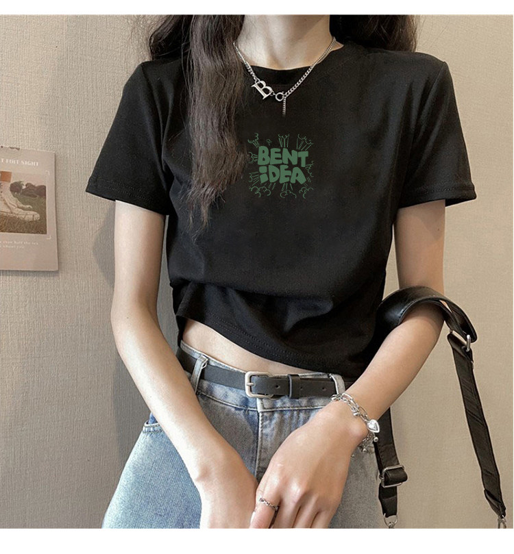 T001-P35 S-XL码短款修身短袖T恤女夏装上衣图片