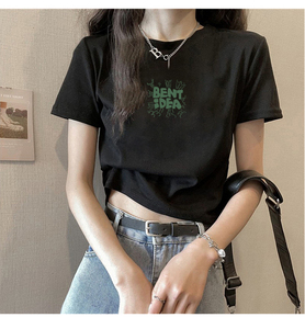 T001-P35 S-XL码短款修身短袖T恤女夏装上衣图片