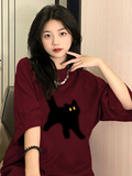 T03981-P25高质量纯棉可爱猫咪印花短袖t恤情侣款宽松到5XL，女装T恤，星座617A-2
