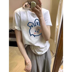 T053-P25  抖音纯棉印花T  春夏新款纯棉短袖T恤潮图片